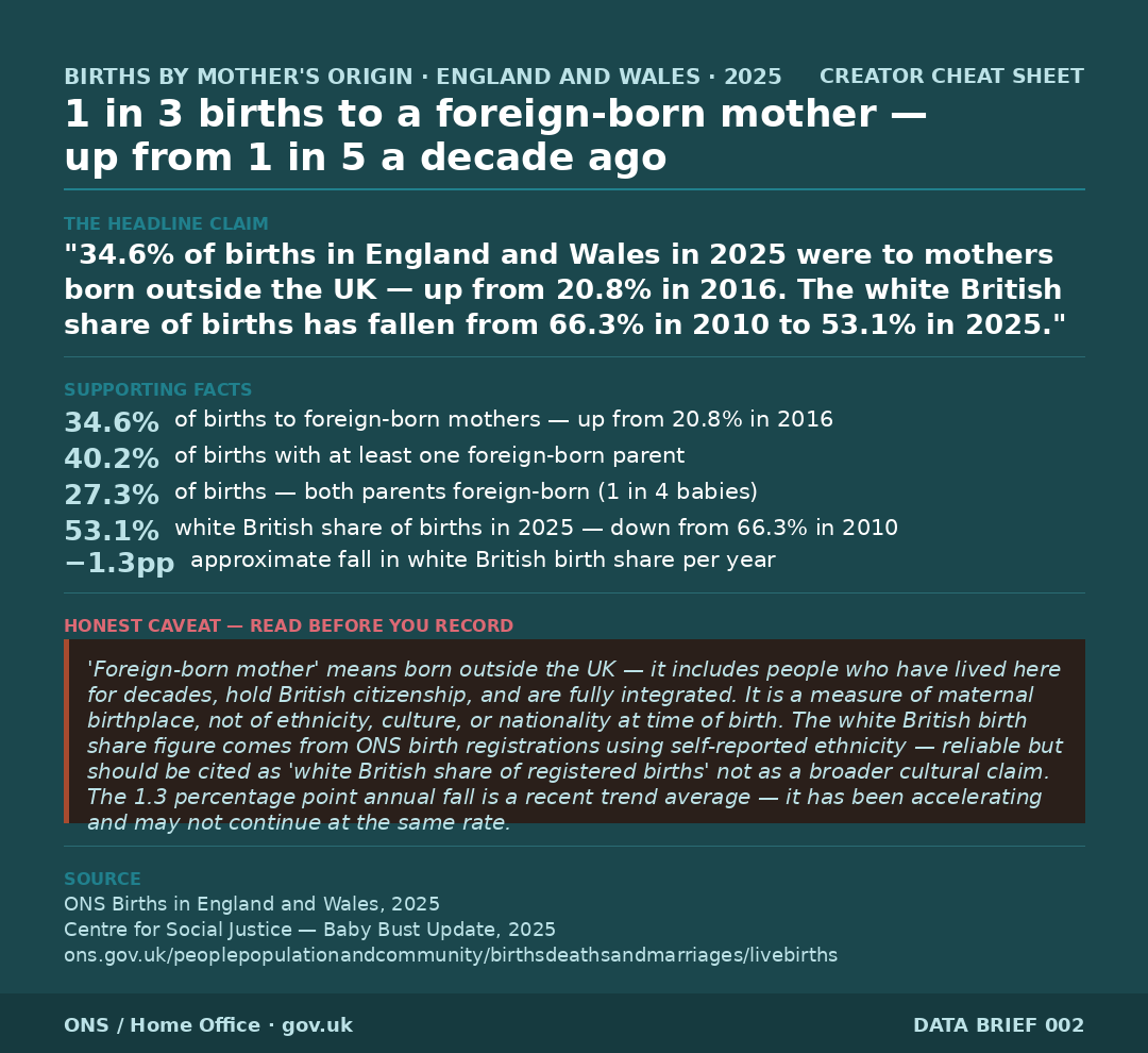 Cheat sheet 010 — Births by origin